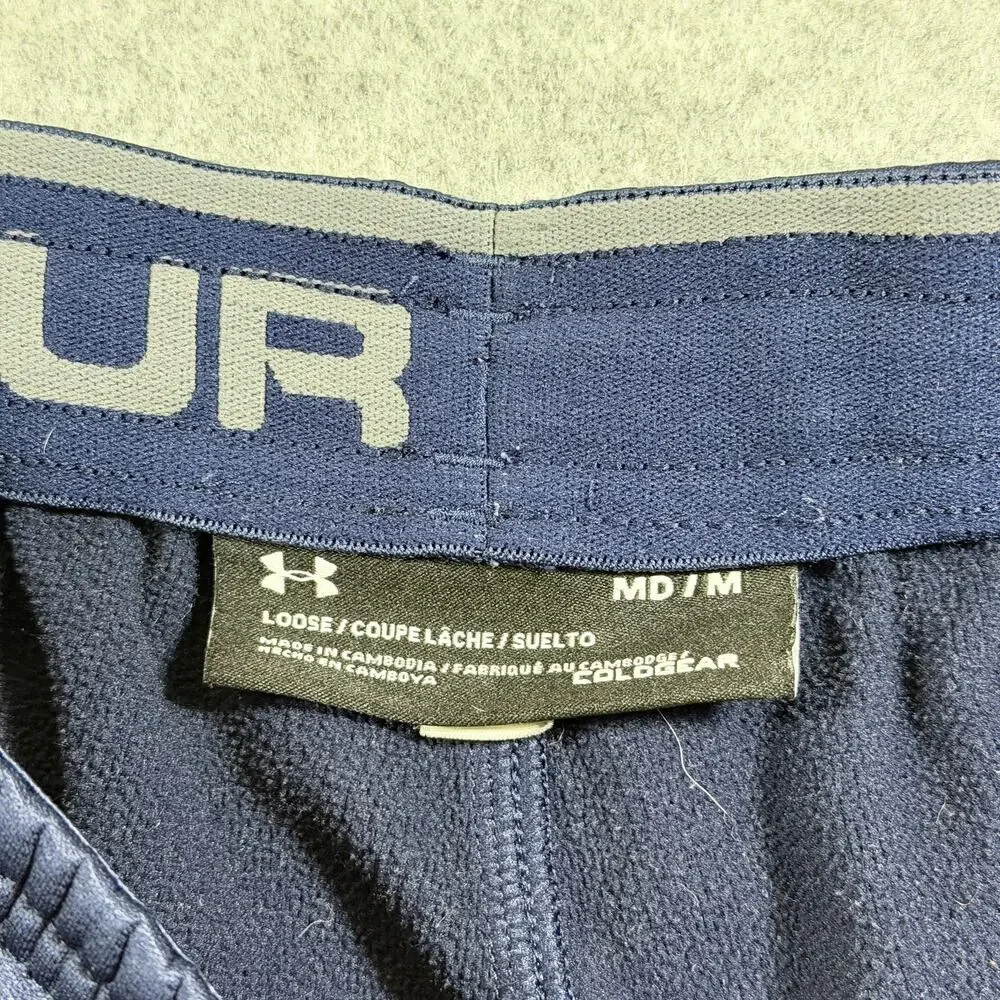 Under Armour ColdGear Sweatpants Mens M Navy Gray Drawstring Loose Fit Lounge